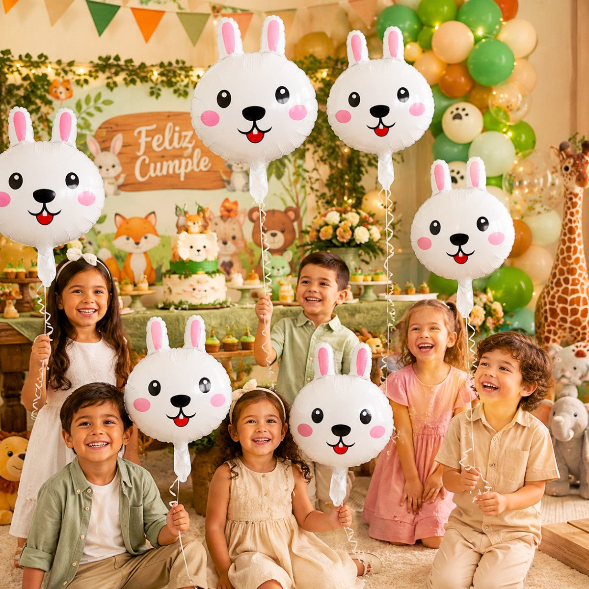 Globo Metalizado Conejo Blanco 54cm Fiesta Cumpleaños - Louicid