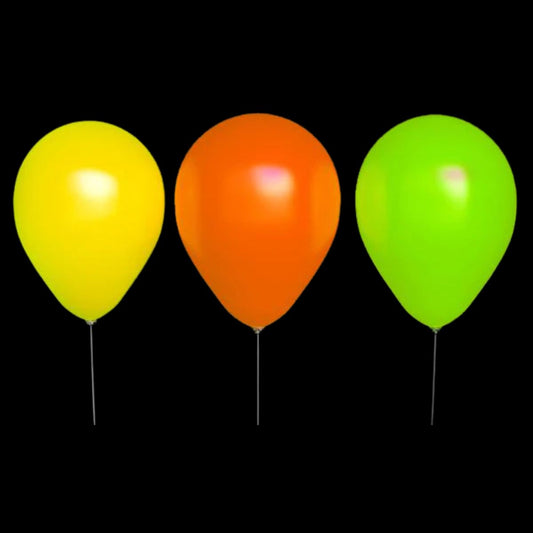 Globos Fluor 25pzs Tricolor Surtido 23cm Luz UV - Louicid