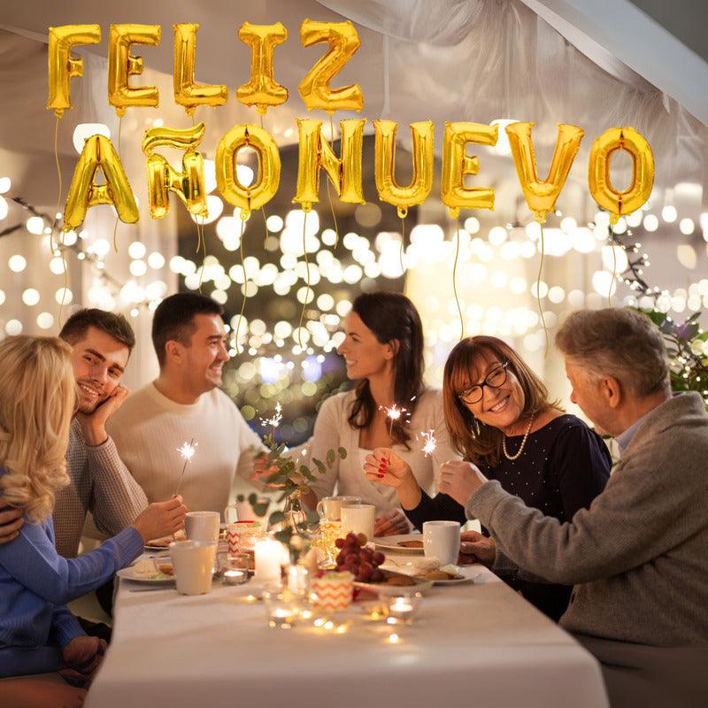 Set Globos Metálicos Letras Feliz Año Nuevo Para Decoración - Louicid