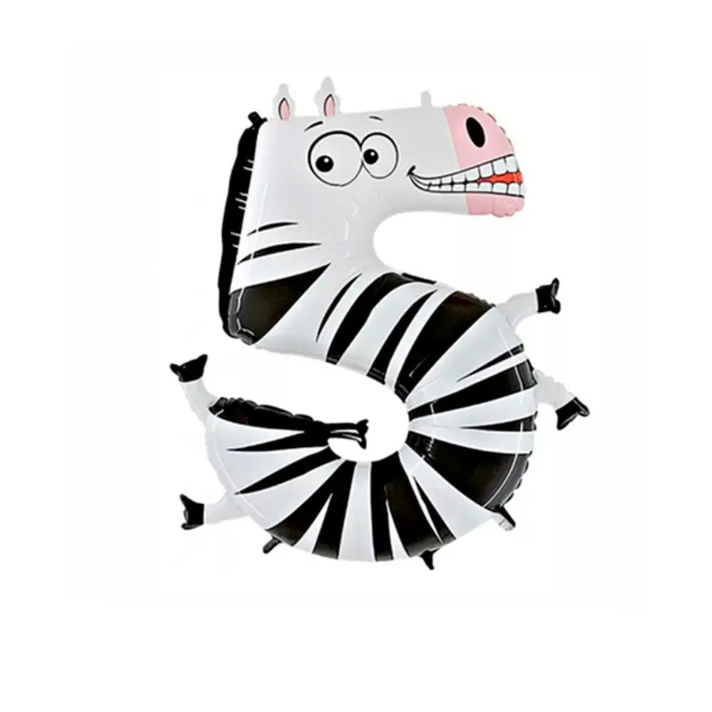 Globos Número Animalitos 45cm Fiesta de cumpleaños Cebra - Louicid