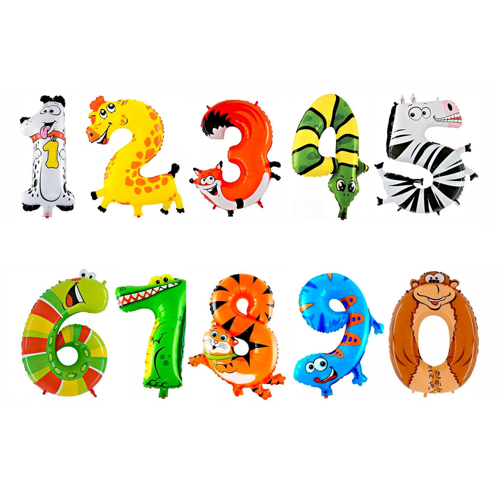 Globos Número Animalitos 45cm Fiesta - Louicid