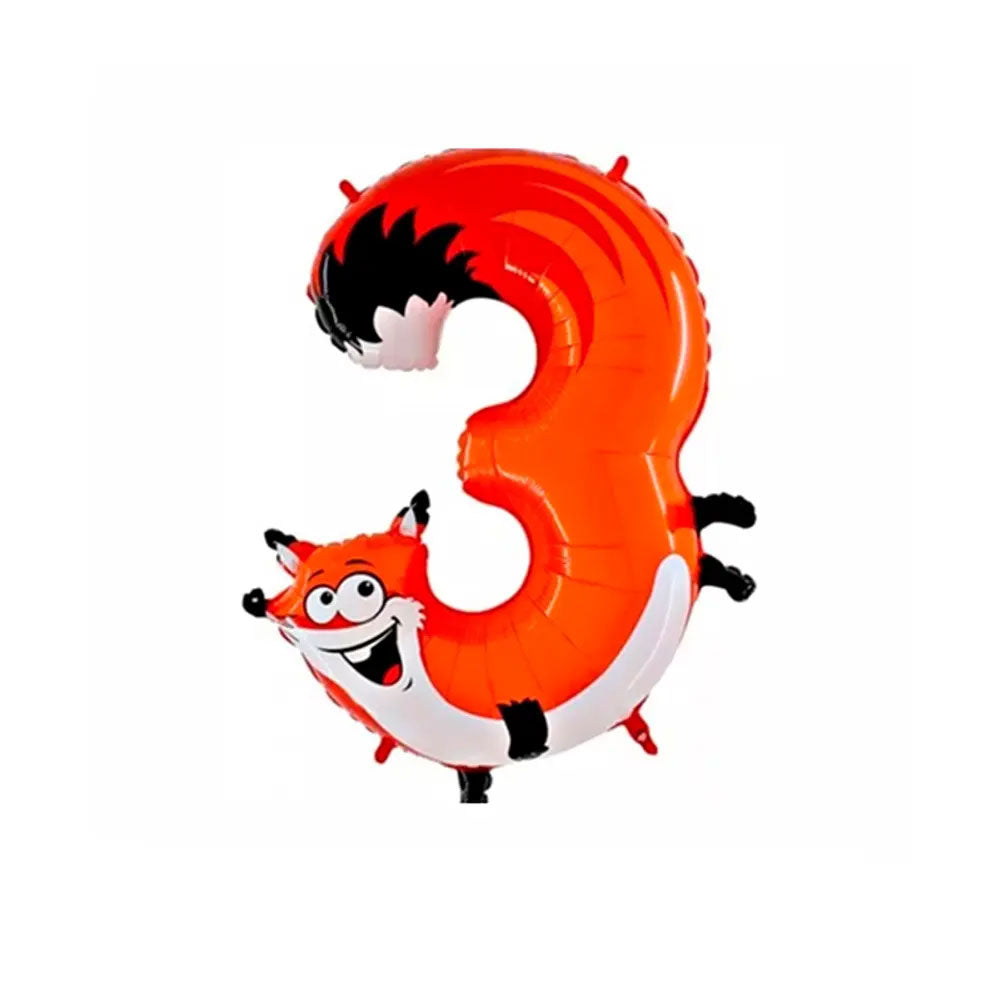 Globos Número Animalitos 45cm Zorro - Louicid