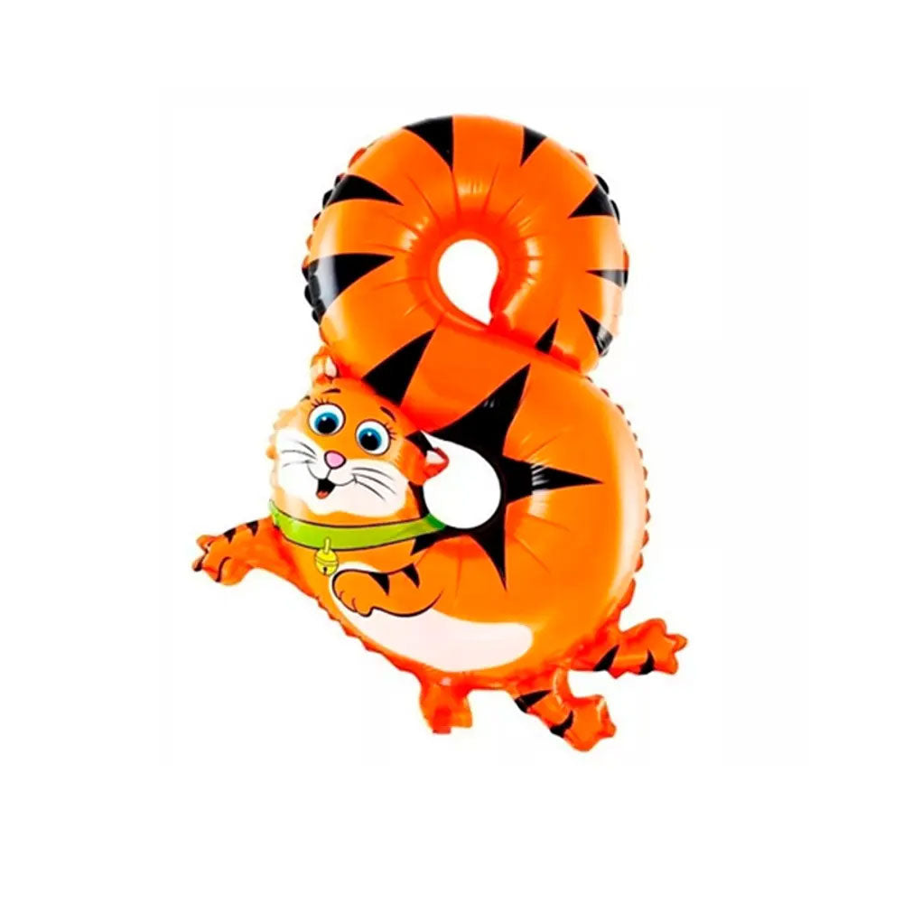 Globos Número Animalitos 45cm Fiesta de cumpleaños Tigre - Louicid
