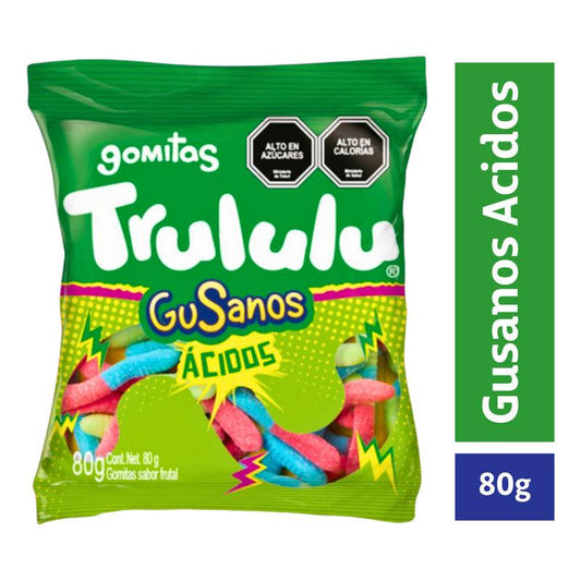 Gomitas Trululu Gusanos Ácidos Sabor Frutal Bolsa De 80gr - Louicid