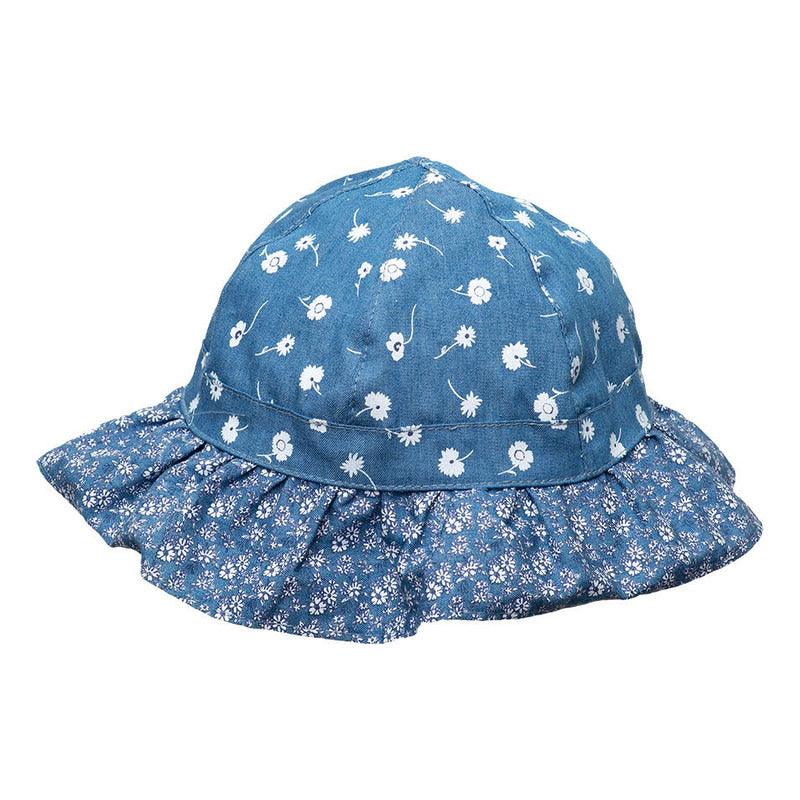 Gorro Bebe Niña Print Flores Azul - Louicid