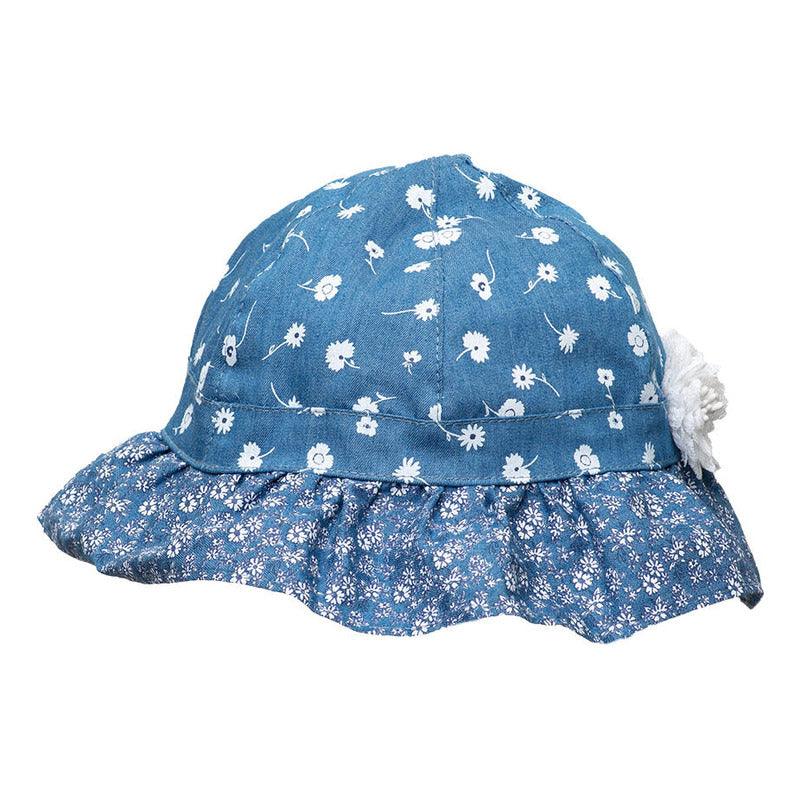 Gorro Bebe Niña Print Flores Azul - Louicid
