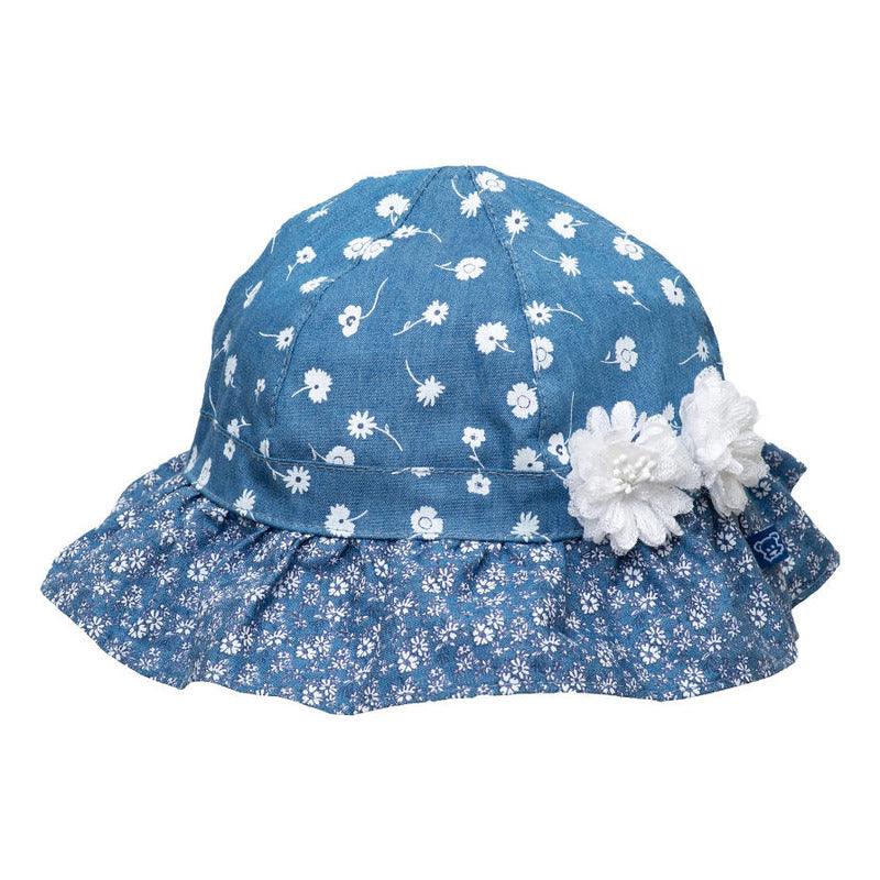 Gorro Bebe Niña Print Flores Azul - Louicid