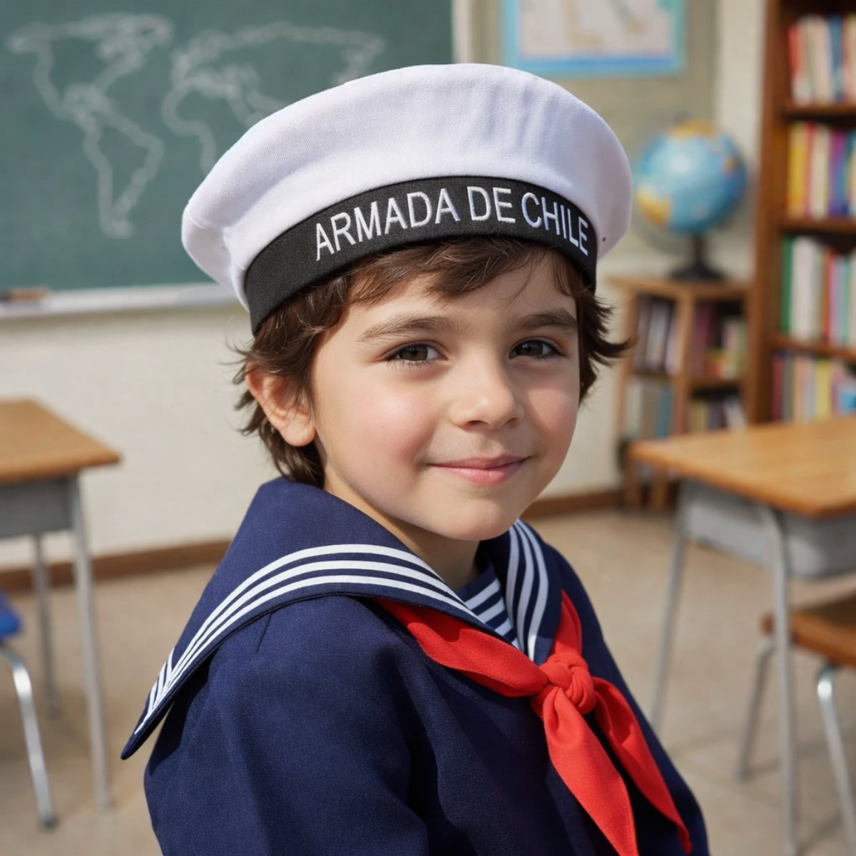 Gorro Grumete Blanco Armada De Chile Disfraz Para Niños - Louicid