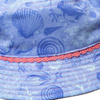 Gorro Reversible Bebe Niña Print Conchitas Azul - Louicid