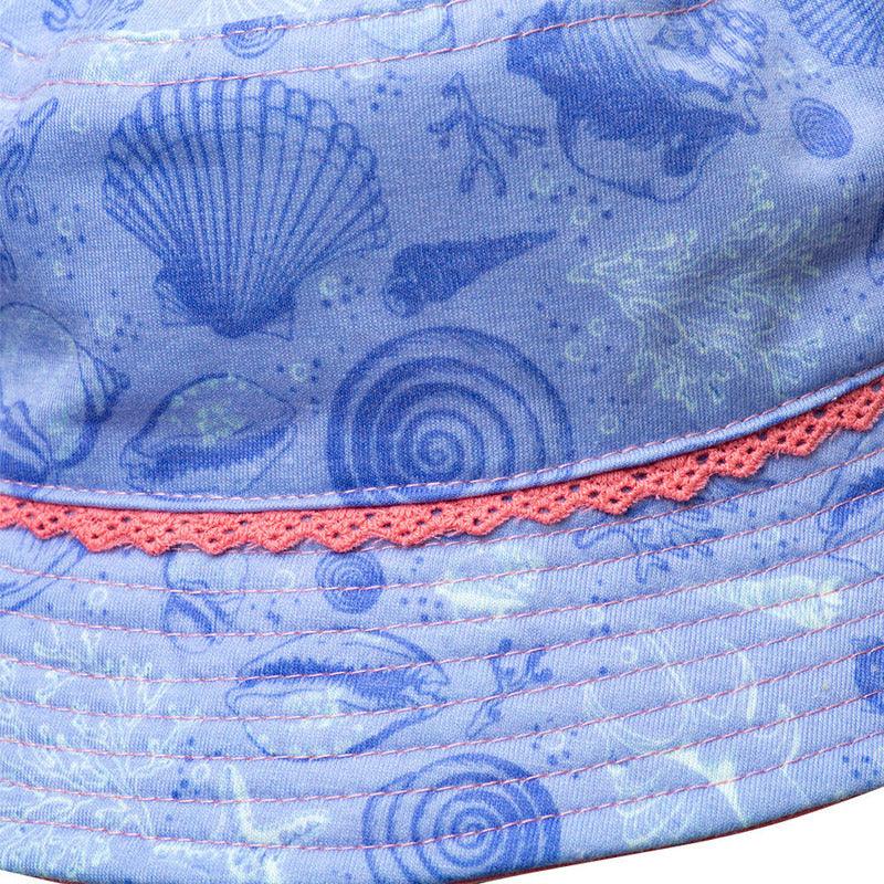 Gorro Reversible Bebe Niña Print Conchitas Azul - Louicid