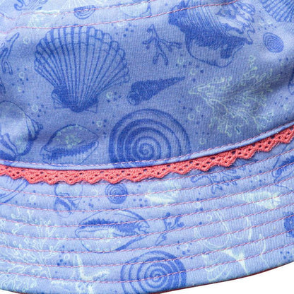 Gorro Reversible Bebe Niña Print Conchitas Azul - Louicid