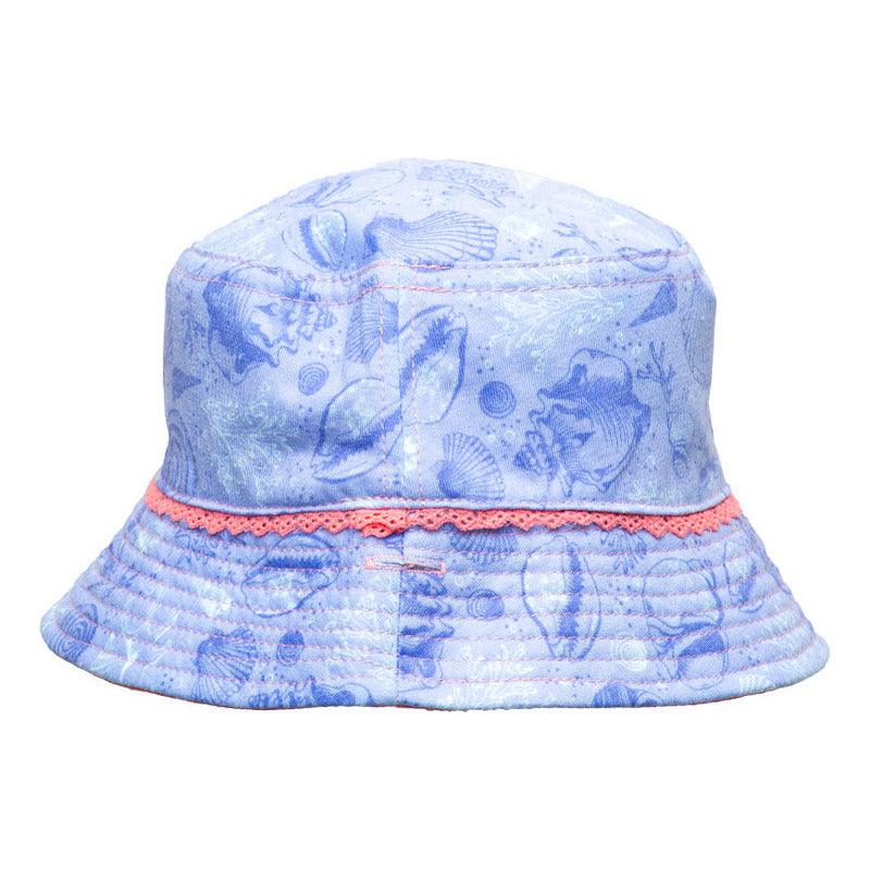 Gorro Reversible Bebe Niña Print Conchitas Azul - Louicid