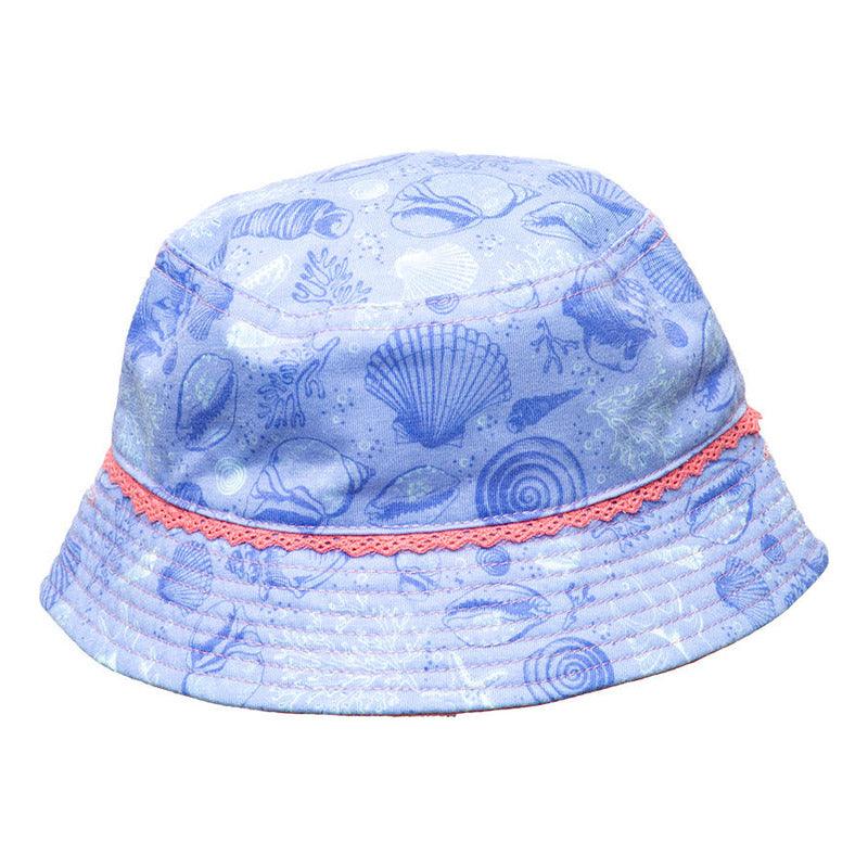 Gorro Reversible Bebe Niña Print Conchitas Azul - Louicid