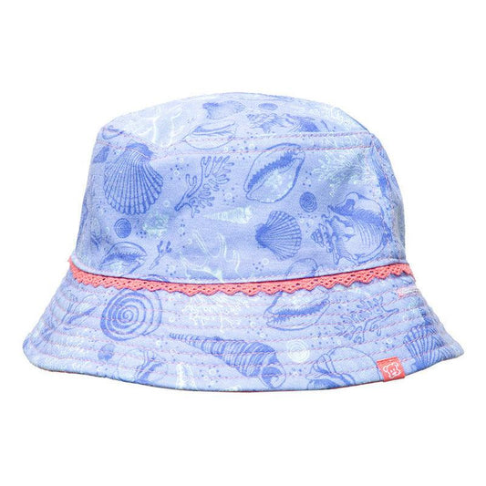 Gorro Reversible Bebe Niña Print Conchitas Azul - Louicid