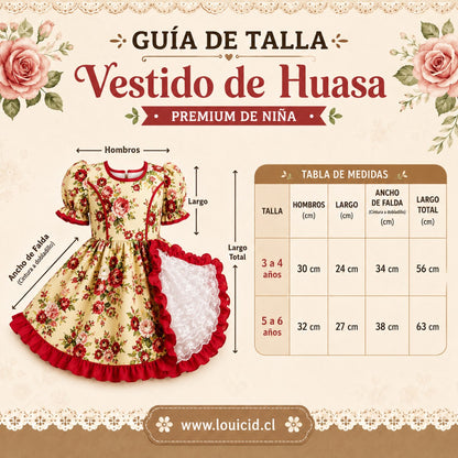 Guia de Talla Traje Huasa Premium Niña Beige Fiestas Patrias - Louicid