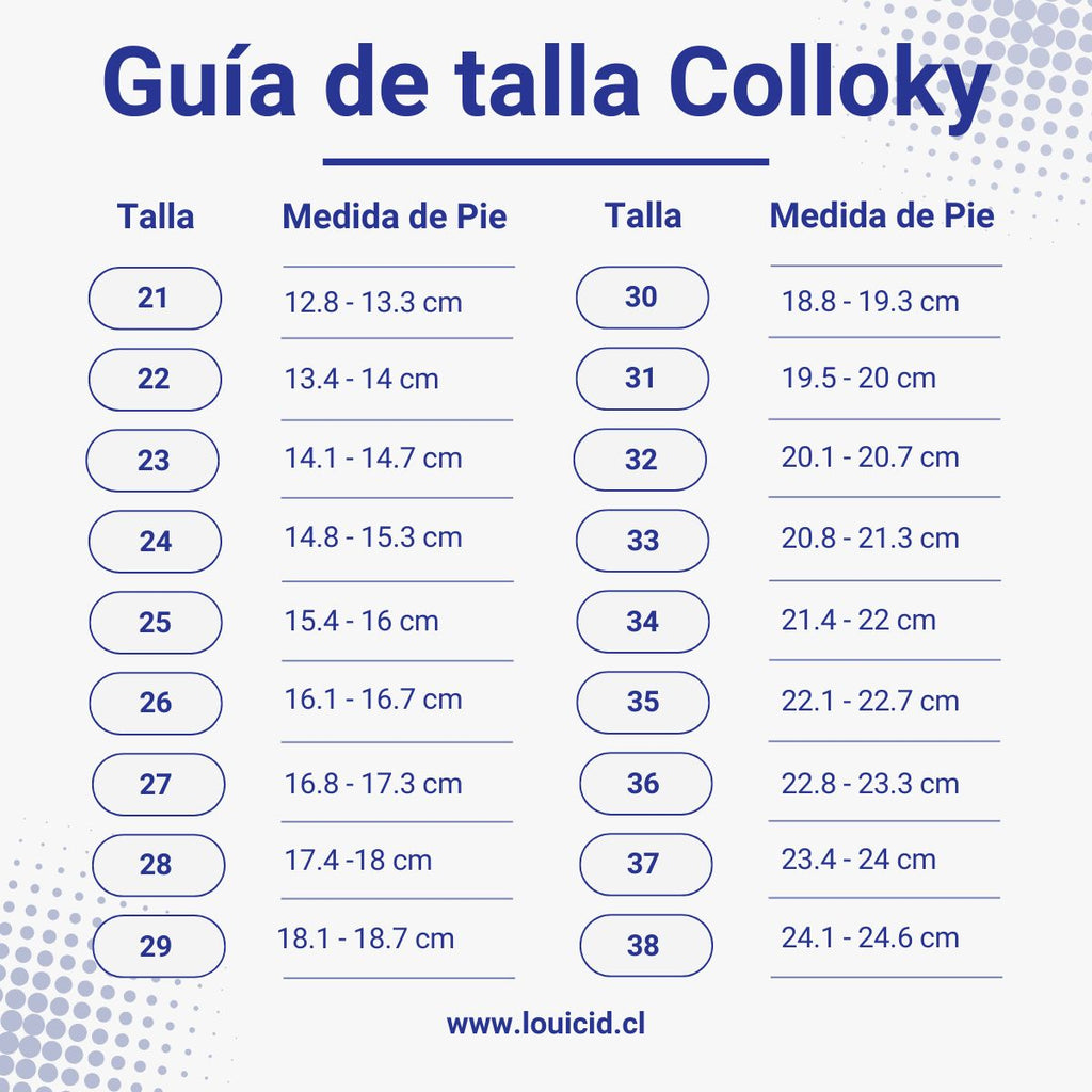 Guia de talla calzado Colloky
