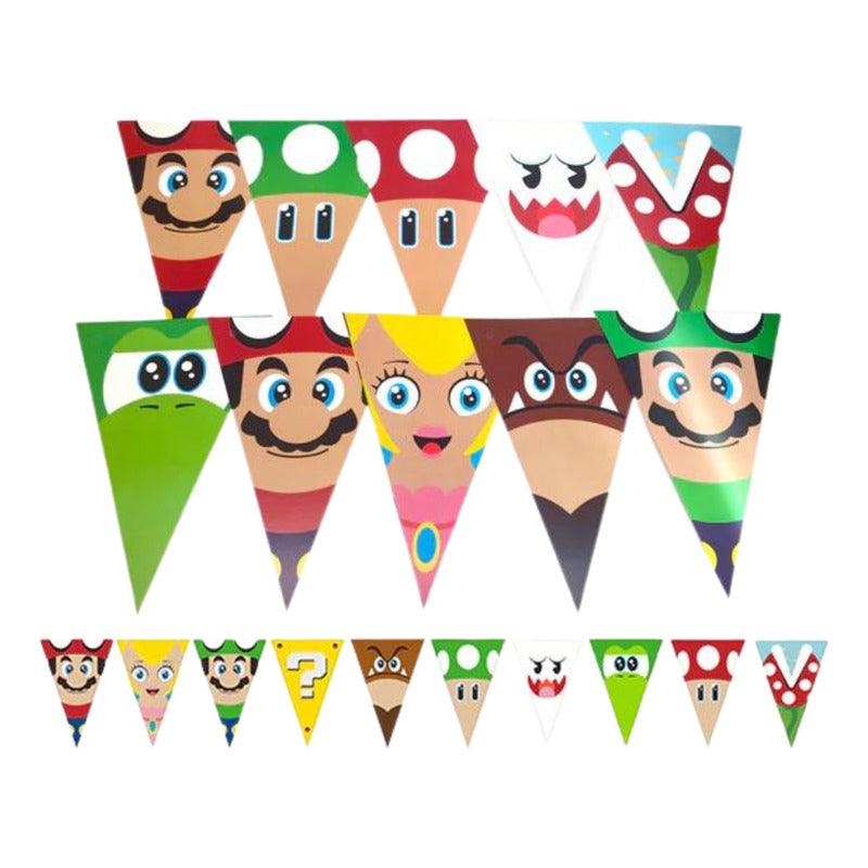 Guirnalda 10 Banderines Super Mario Bros Para Cumpleaños - Louicid