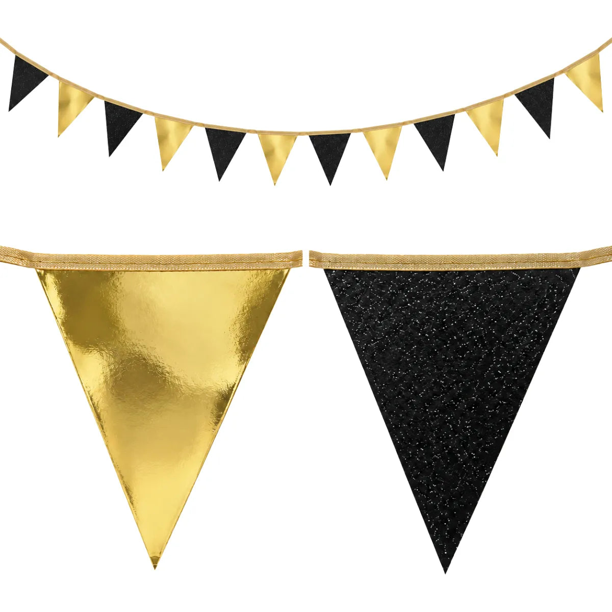 Guirnalda Banderines Negro Dorado 3m - Louicid