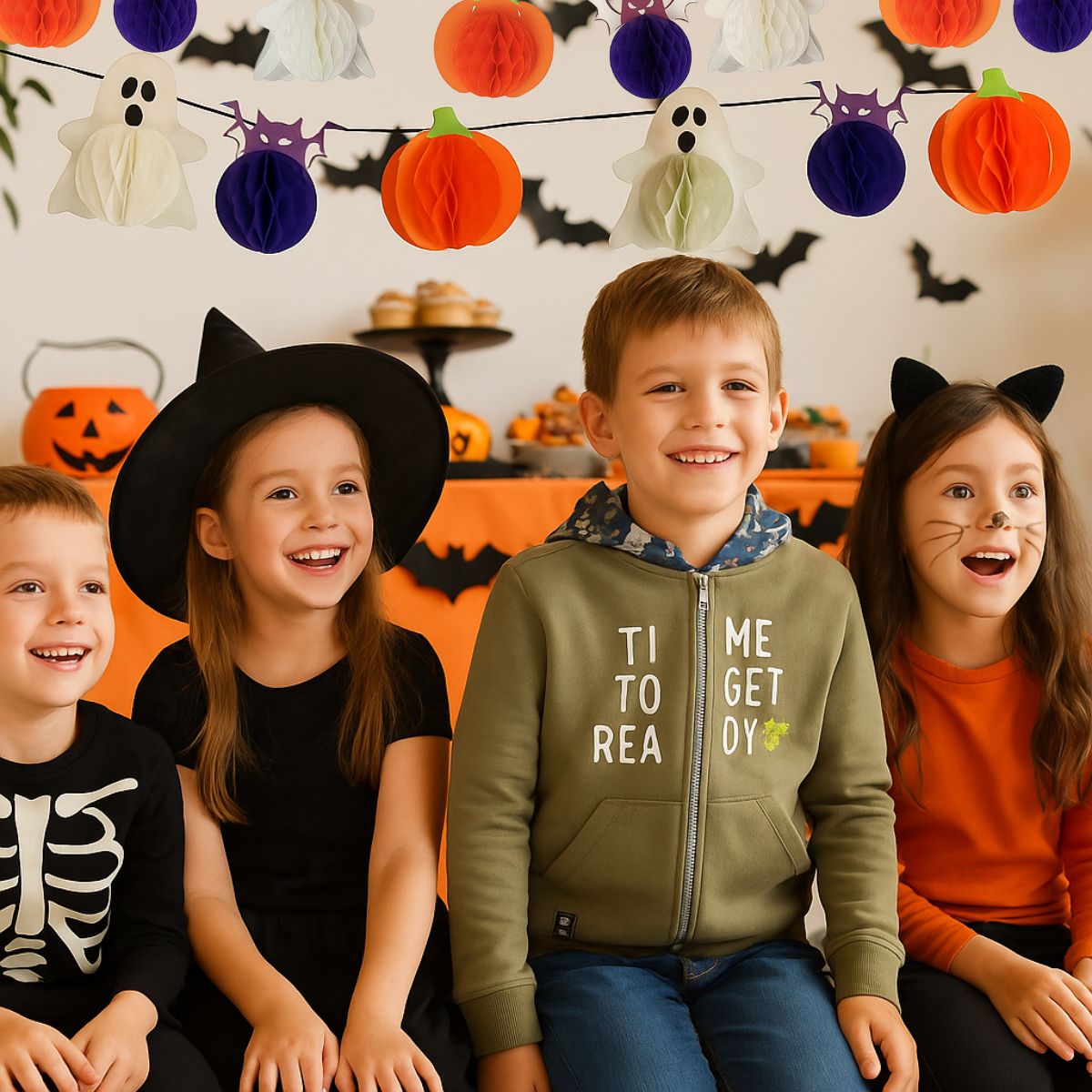 Guirnalda Calabaza Murcielago Fantasma Fiesta Halloween - Louicid