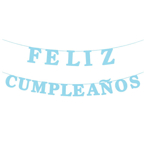 Guirnalda Letras Feliz Cumpleaños 3mts Celeste - Louicid