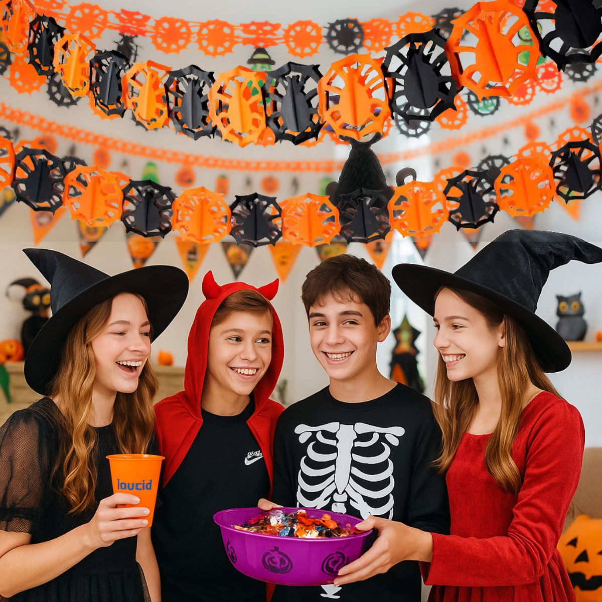 Guirnalda Papel Araña Fiesta Halloween 3mts Jovenes - Louicid