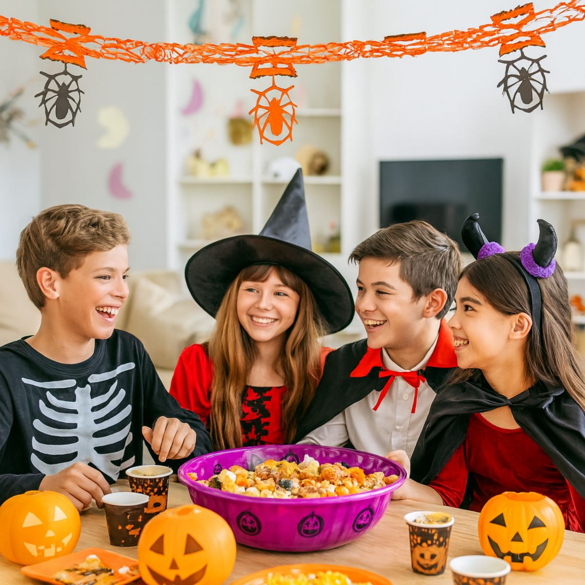 Guirnalda Papel Arañas Fiesta Halloween Familiar - Louicid