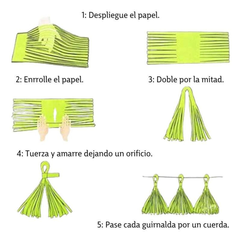 Guirnalda 15 Porras Papel Tricolor Decoración - Louicid