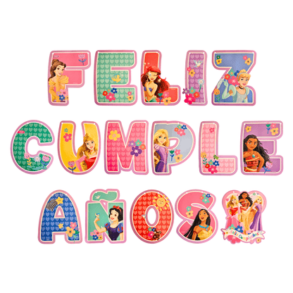 Guirnalda Feliz Cumpleaños 3mts Princesas Disney - Louicid