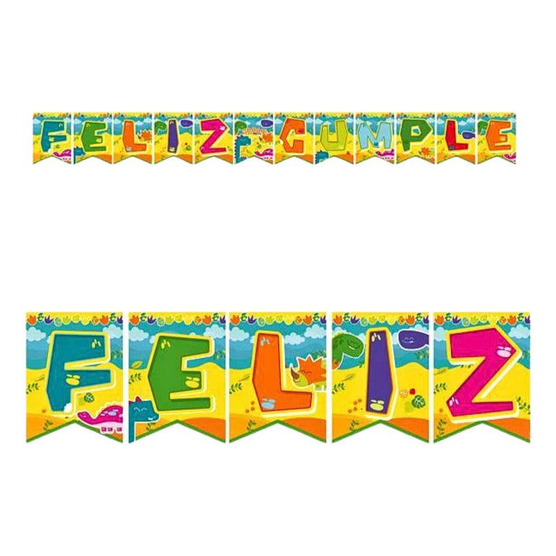 Guirnalda Feliz Cumpleaños Dinosaurio Animado 180cm Decoración Infantil - Louicid