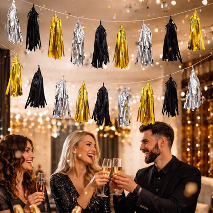 Guirnaldas Tassel 15 Porras Metalizado Fiesta Año Nuevo