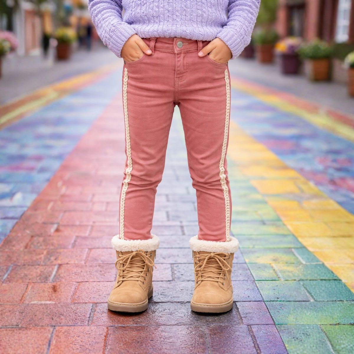 Jeans De Niña Con Adorno Lateral Trenzado Pierina - Louicid