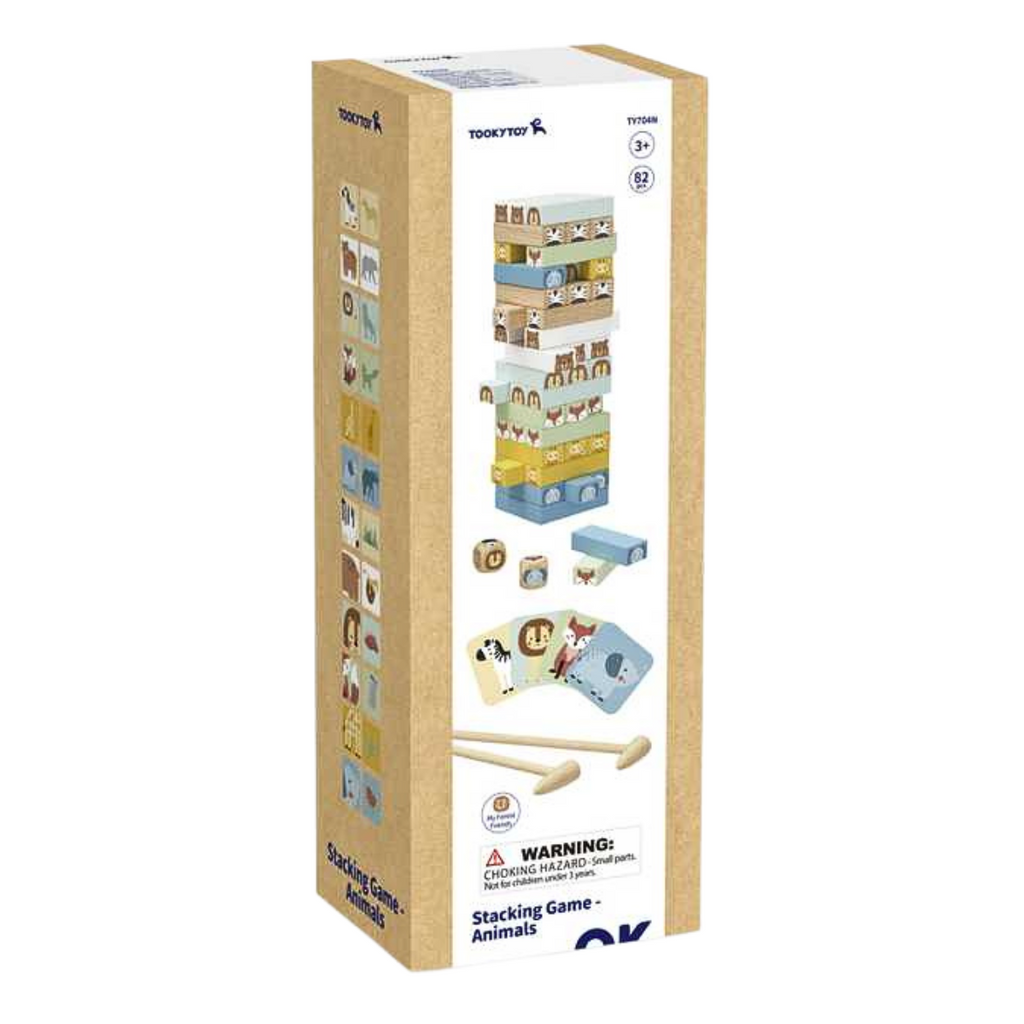 Caja Juego Apilable de Animales 82 Bloques Madera - Louicid