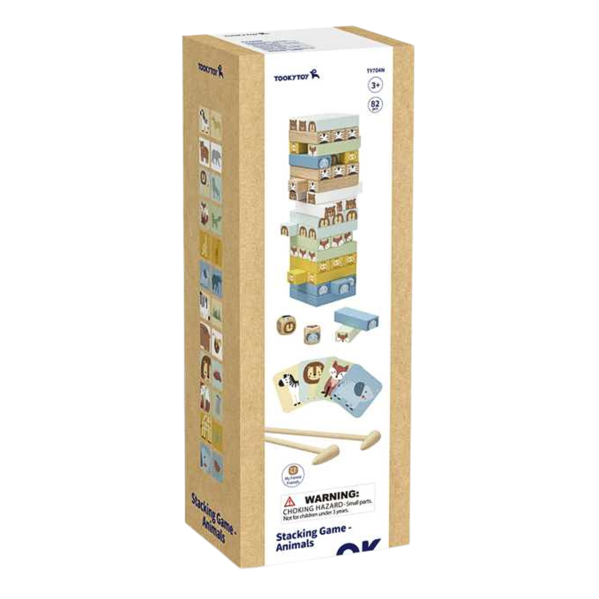 Caja Juego Apilable de Animales 82 Bloques Madera - Louicid
