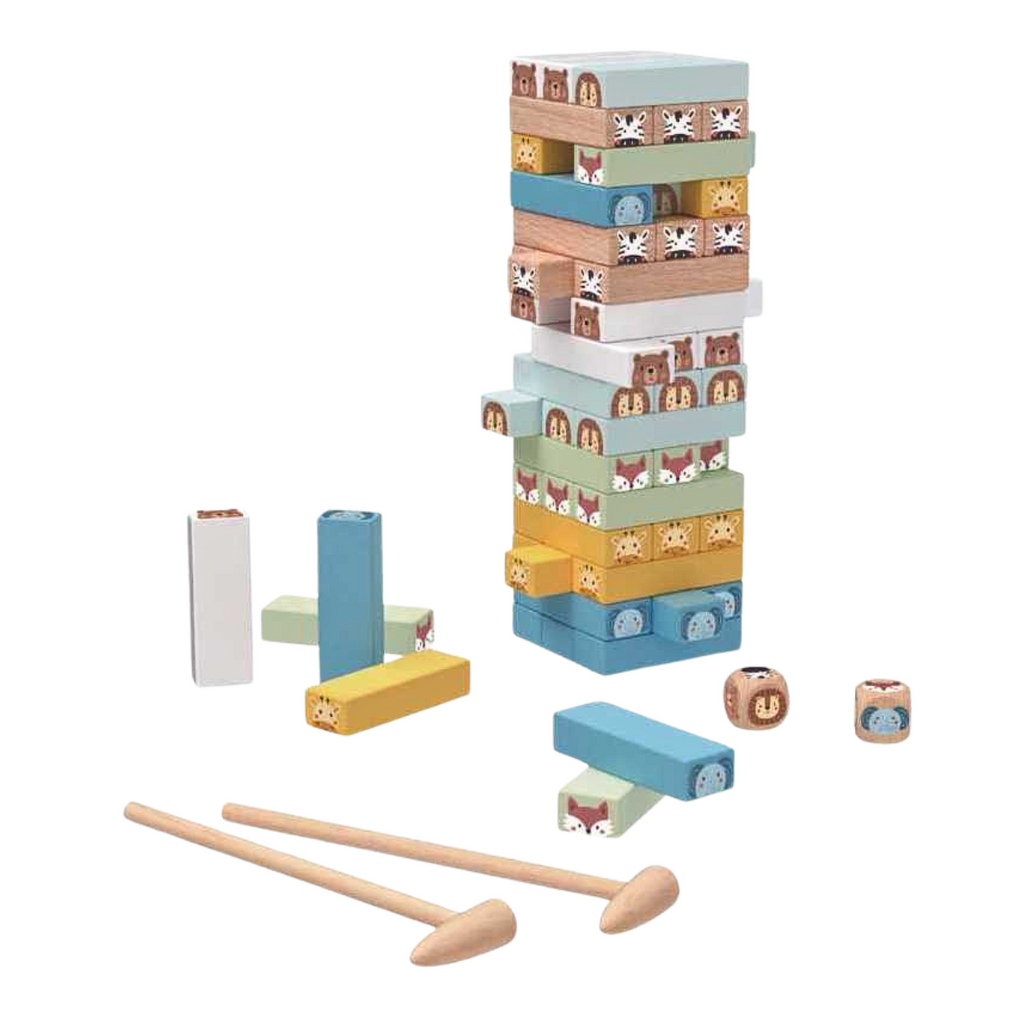 Juego Apilable de Animales 82 Bloques Madera Piezas - Louicid