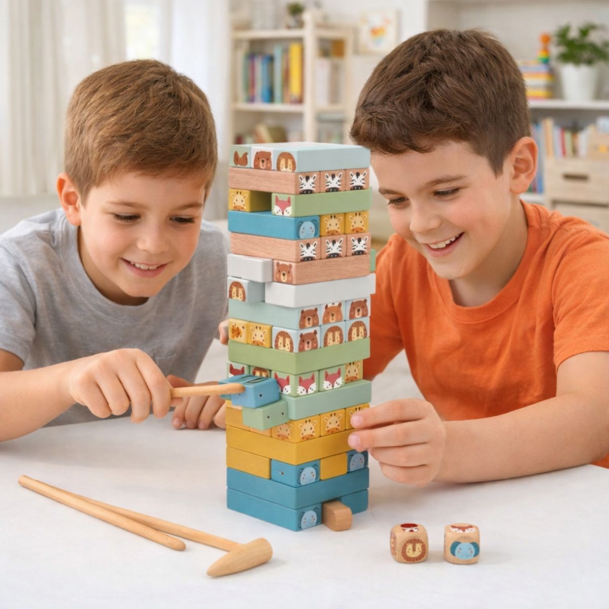Juego Apilable de Animales 82 Bloques Madera - Louicid