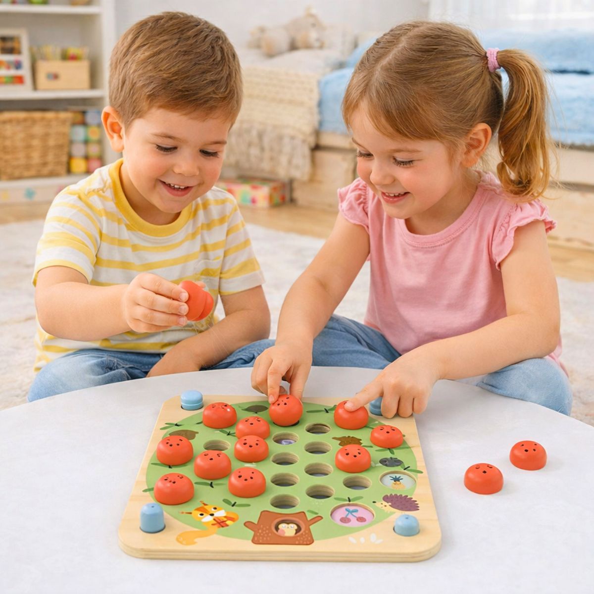 Juego Memoria Madera Manzanas Montessori Para niños - Louicid