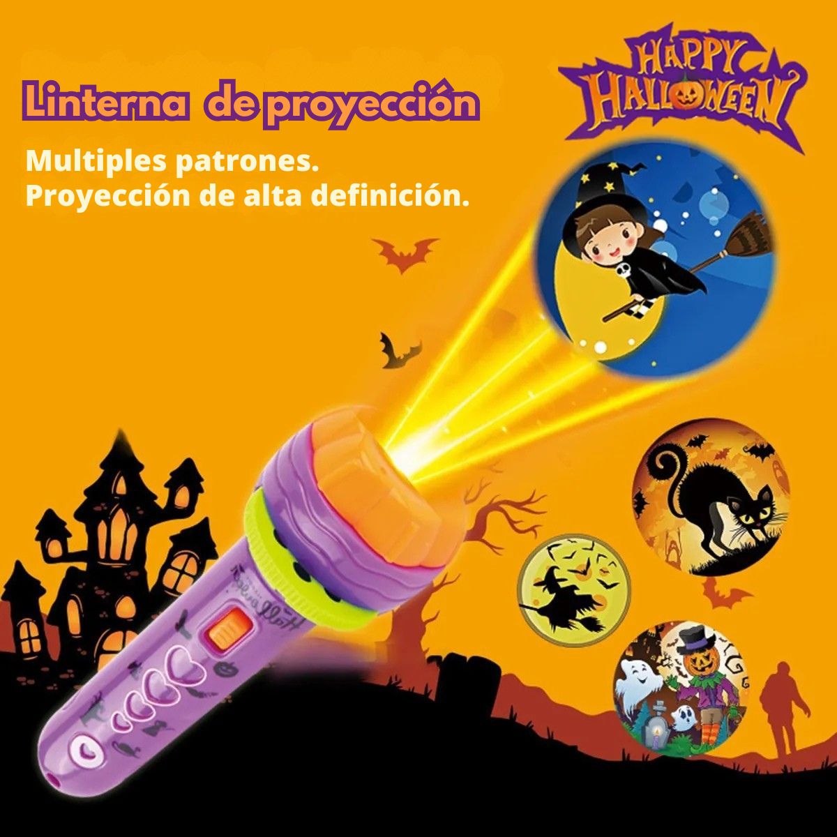 Linterna Proyector Imagenes Happy Halloween