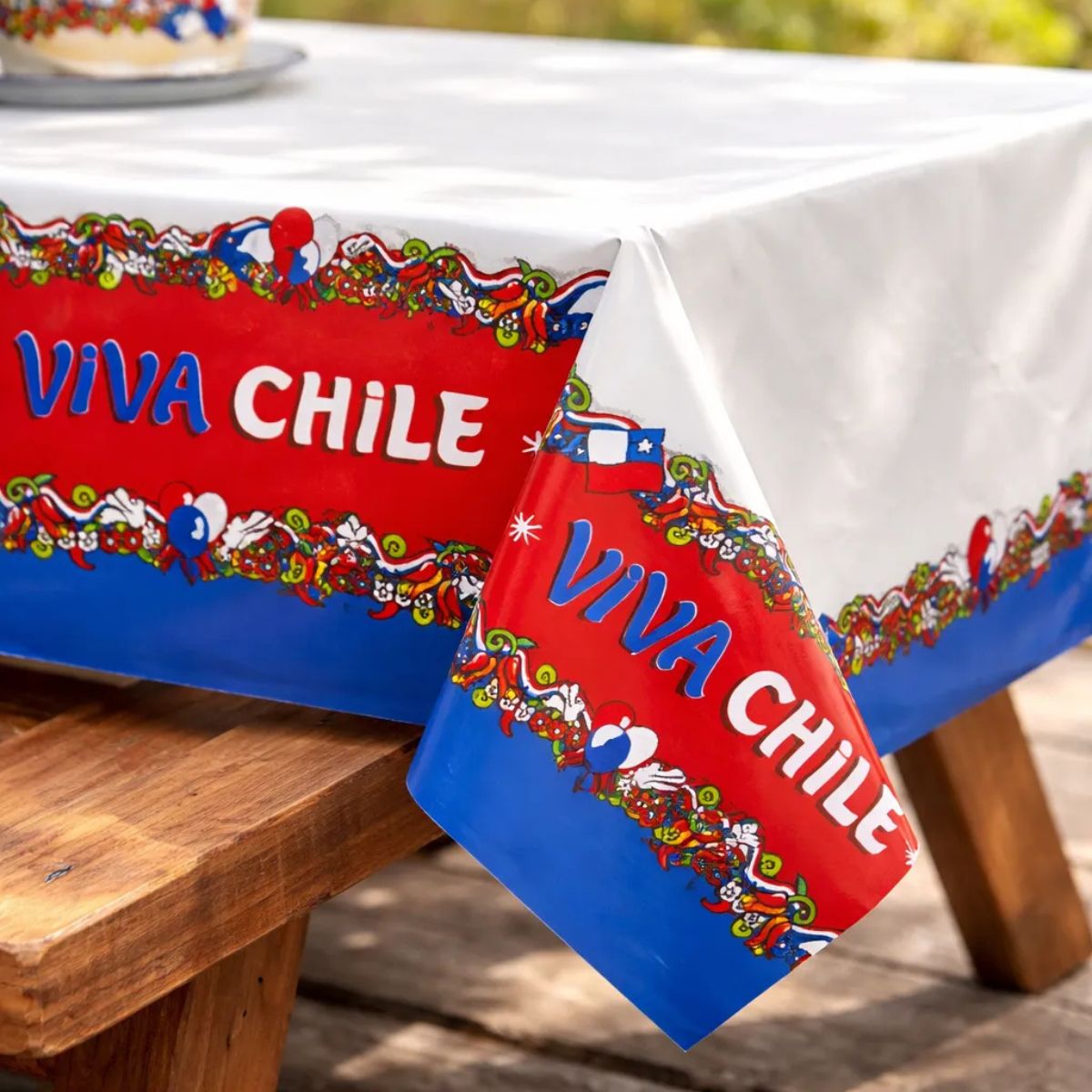 Mantel Viva Chile 108x180cm Hogar Fiestas Patrias - Louicid