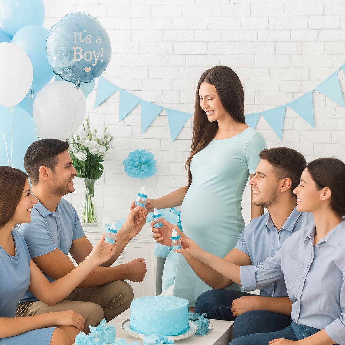 Mini Mamadera Recuerdo Celebracion Baby Shower 12pzas Celeste - Louicid