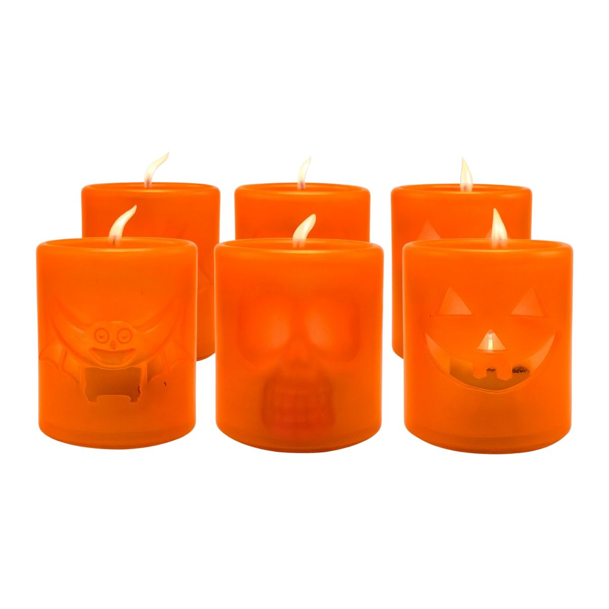 Mini Velas Halloween 6pzas Luminosas Naranja - Louicid