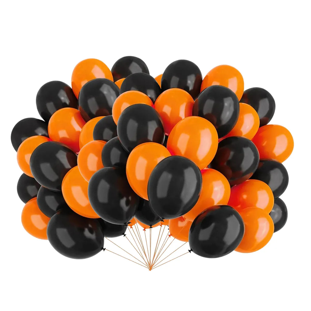 Pack 100 Globos Lisos Naranja & Negro - Louicid