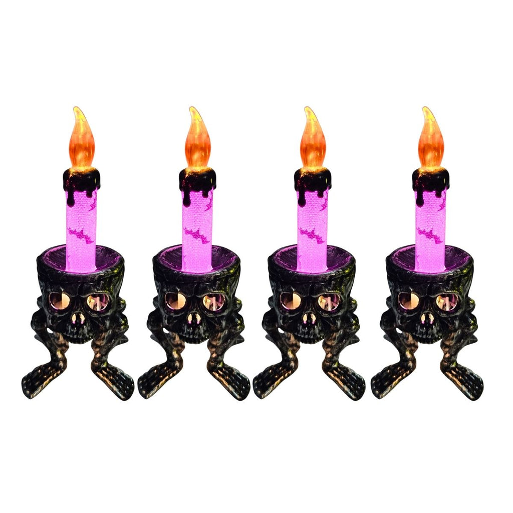 Pack 4 Velas Led Cabeza Calavera Morado - Louicid
