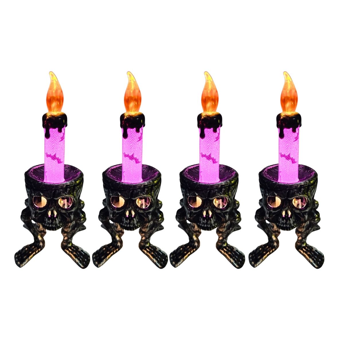 Pack 4 Velas Led Cabeza Calavera Morado - Louicid