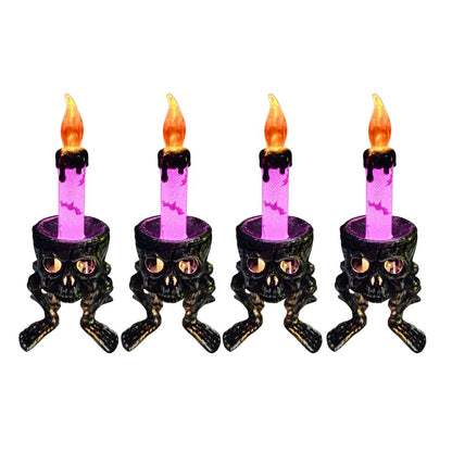 Pack 4 Velas Led Cabeza Calavera Morado - Louicid