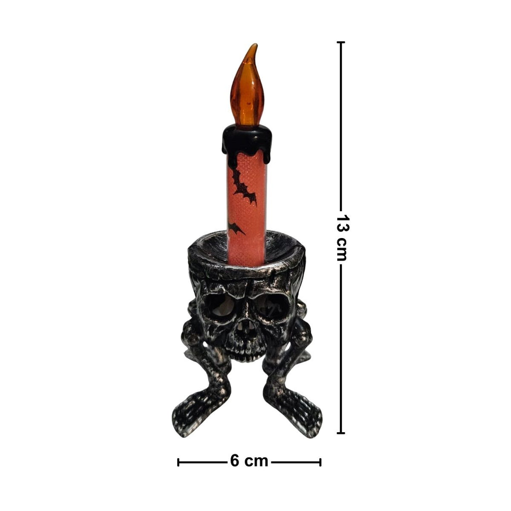 Pack 4 Velas Led Cabeza Calavera Naranja Medida - Louicid