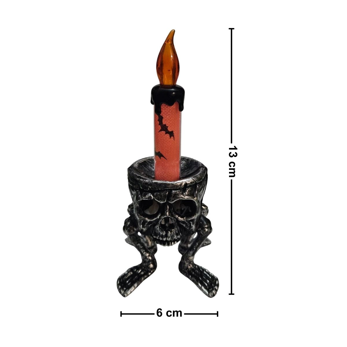 Pack 4 Velas Led Cabeza Calavera Naranja Medida - Louicid