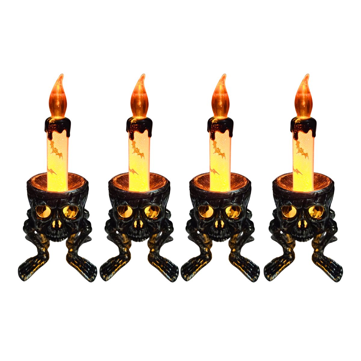 Pack 4 Velas Led Cabeza Calavera Naranja - Louicid
