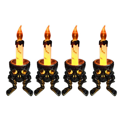 Pack 4 Velas Led Cabeza Calavera Naranja - Louicid