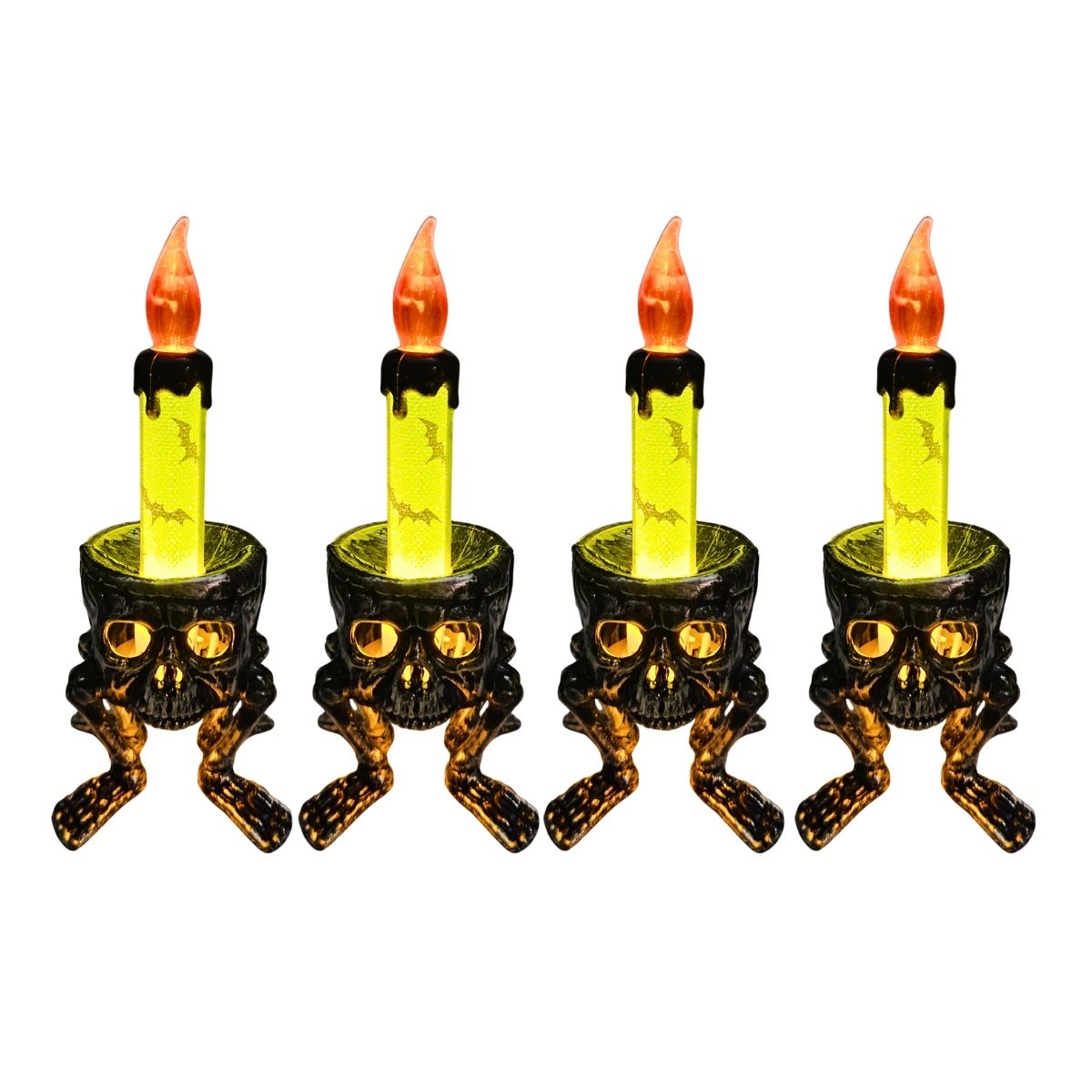 Pack 4 Velas Led Cabeza Calavera Verde - Louicid