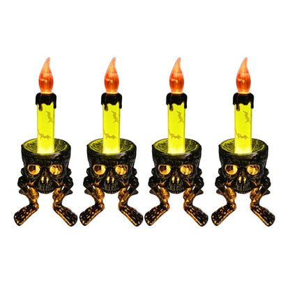 Pack 4 Velas Led Cabeza Calavera Verde - Louicid